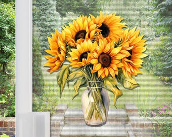 Acrylic Screen Door Magnets | Anti-Collision Screen Door Decorations & Signs - (Set of 2) (Small) Sunflowers