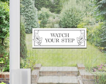 Acrylic Screen Door Magnets | Anti-Collision Screen Door Decorations & Signs - (Set of 2) Watch Your Step