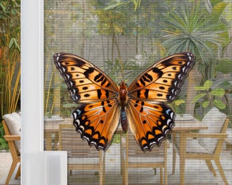 Flexible Screen Door Magnets | Anti-Collision Screen Door Decorations & Signs - (Set of 2) Butterfly Orange