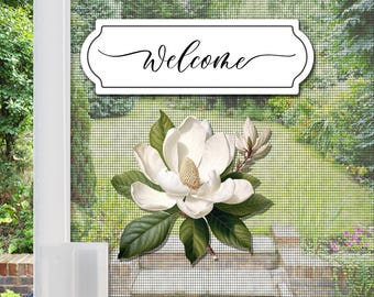 Acrylic Screen Door Magnets | Anti-Collision Screen Door Decorations & Signs - (Set of 4) Magnolia + Welcome