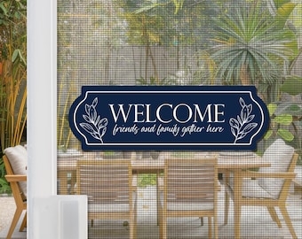 Flexible Screen Door Magnets | Anti-Collision Screen Door Decorations & Signs - (Set of 2) Welcome Navy