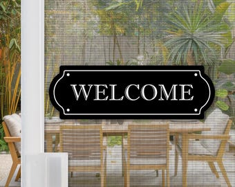 Flexible Screen Door Magnets | Anti-Collision Screen Door Decorations & Signs - (Set of 2) Welcome Black