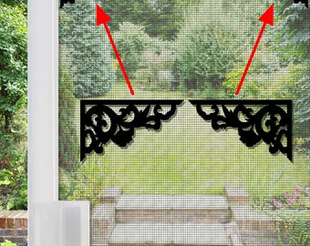 Flexible Screen Door Magnets | Anti-Collision Screen Door Decorations & Signs (2-Corner Flourish Black)