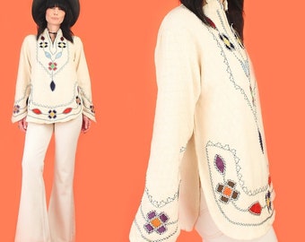 Vintage WooDsToCk Era 60's Cotton + VELVET Floral Tunic Top Shirt // DEADSTOCK 1960's 70's Made in Pakistan