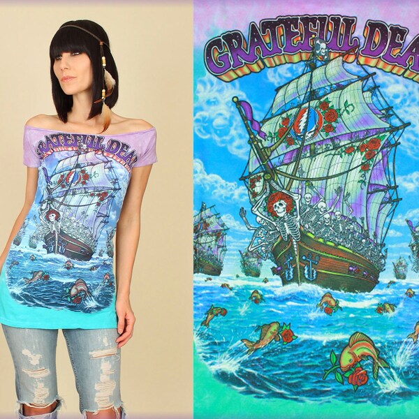 Grateful Dead Ship Of Fools TIE DYE DiY TUNIC T-Shirt