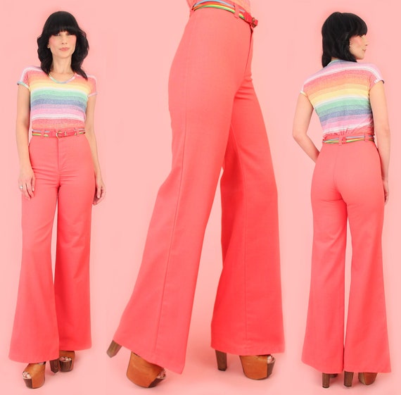 Amazing 1970s Baby Pink Bell Bottoms Flared Trousers 