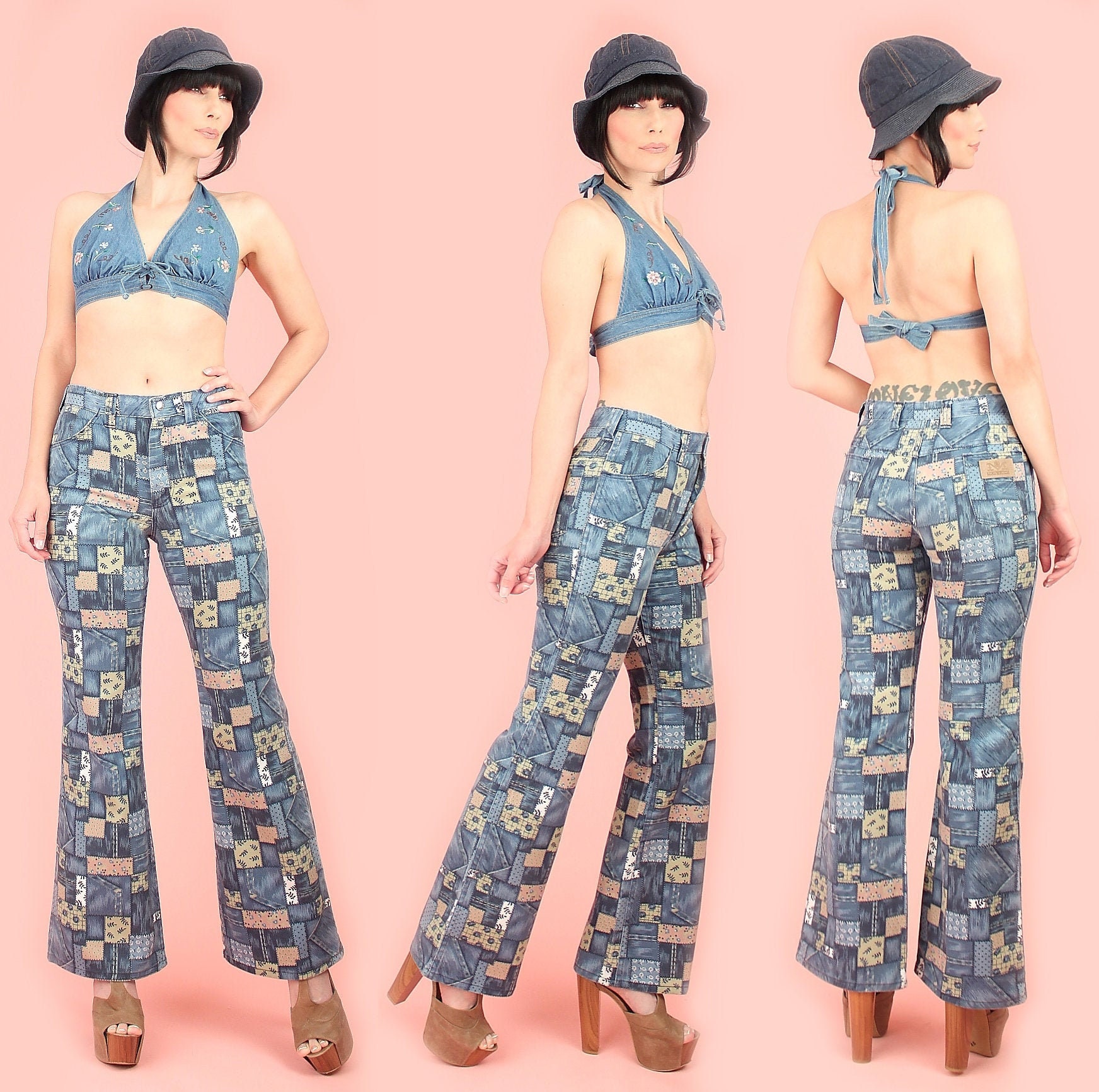 Patchwork Bell Bottom Jeans by Maverick 
