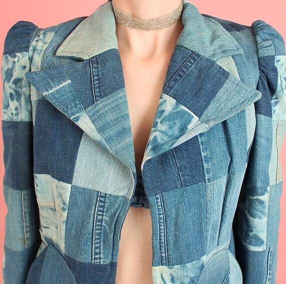 ViNtAgE 70s Patchwork Denim Jacket + Psychedelic … - image 3
