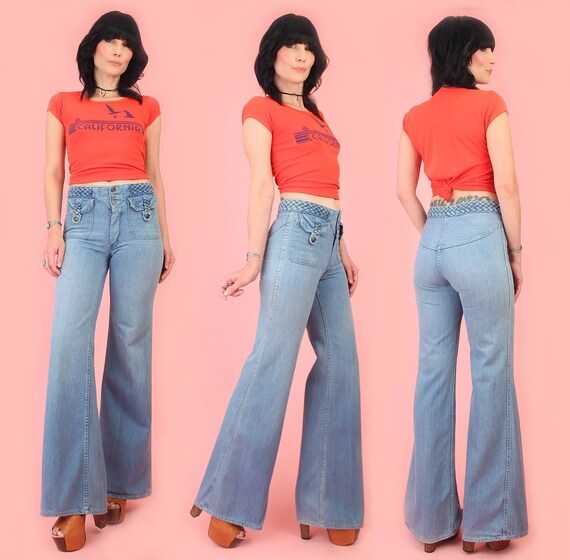 70s Faded Double Button Sailor Jeans - Small, 26 – Flying Apple Vintage