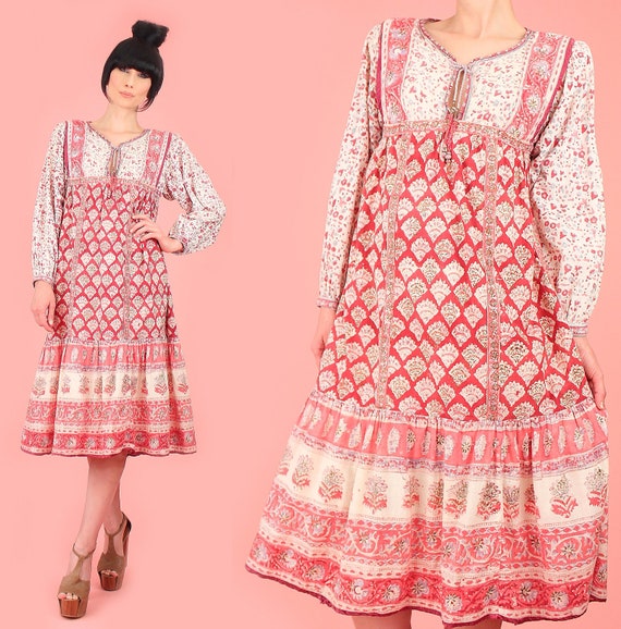 ViNtAgE 70's Phool Indian Gauze Cotton Dress // 1