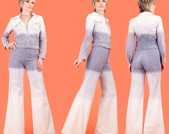 ViNtAgE 70's RONCELLI Suit // Saddleback Bell Bottoms and Fitted Jacket // White Piping Saddle Back // Rockstar Rocker HiPPiE Disco
