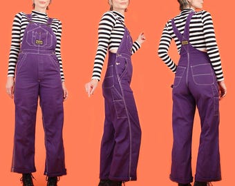 ViNtAgE 70s Washington DEE CEE Bib Overalls  // Rare Purple Colorway // 1970s Cotton Workwear Jumpsuit HiPPiE XS
