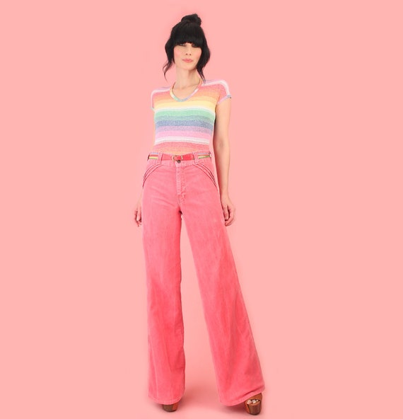 Vintage 70's Pink Corduroy Bell Bottoms // Flares… - image 2