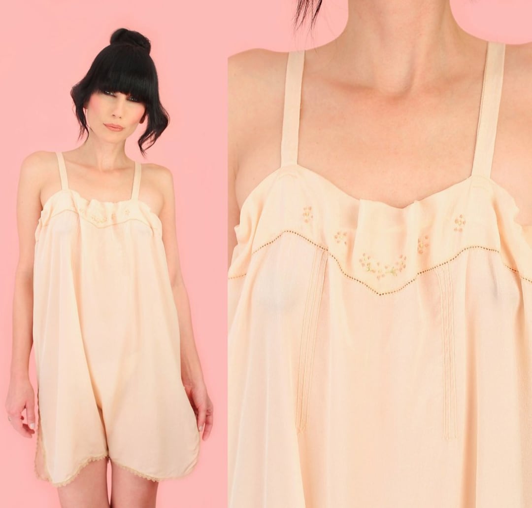 Deadstock 1920's Pure Silk Step in Slip Romper // Romantic New Old