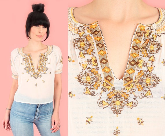 ViNtAgE 40s 50s Hungarian Hand EMBROIDERED Blouse