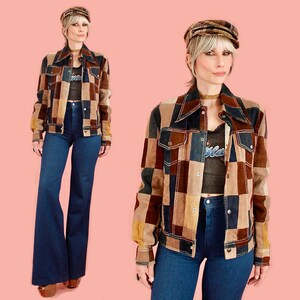ViNtAgE 60's 70’s MoD Suede Patchwork Jacket // Mod Coat  //  Color Block HiPPiE 40