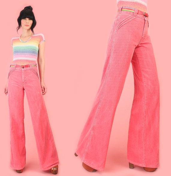 Vintage 70's Pink Corduroy Bell Bottoms // Flares… - image 1