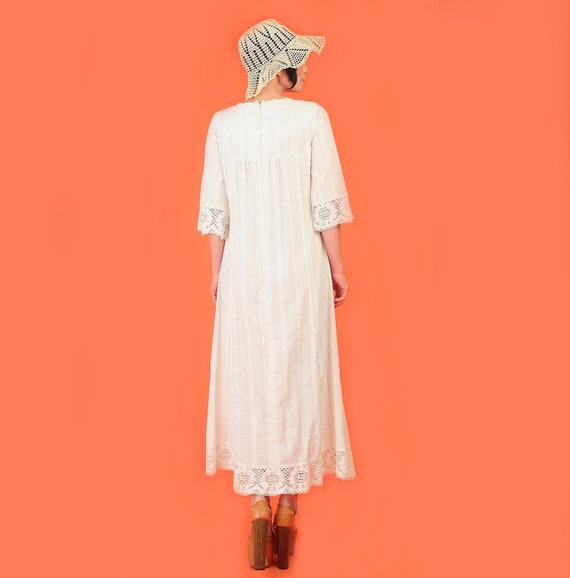 ViNtAgE 70s Cream Lace Bell Sleeve Maxi Dress // … - image 4