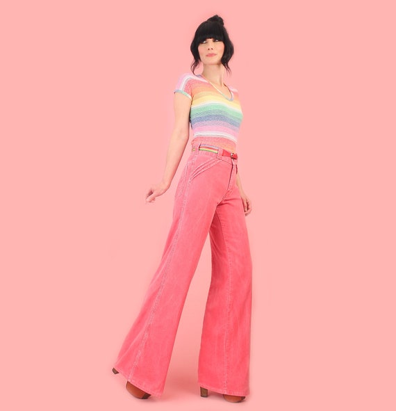Vintage 70's Pink Corduroy Bell Bottoms // Flares… - image 3
