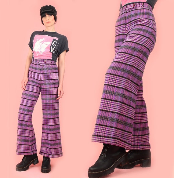 Vintage 60s High Waisted Purple Plaid Pants // Tro