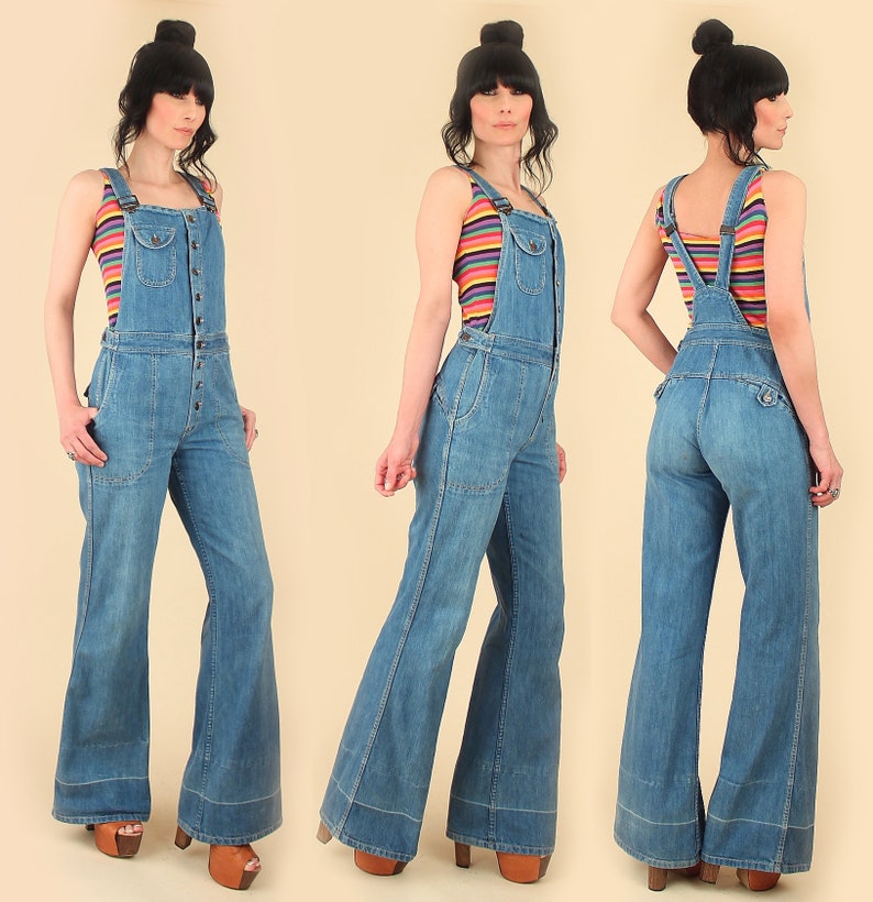 denim bell bottom jumpsuit