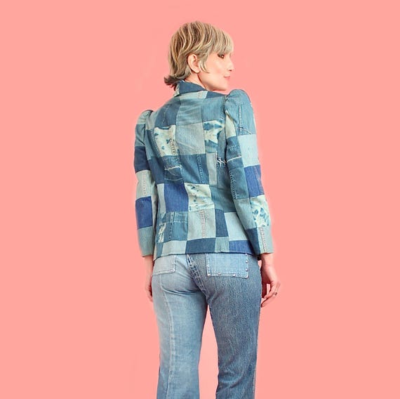 ViNtAgE 70s Patchwork Denim Jacket + Psychedelic … - image 8