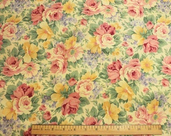 VINTAGE cotton CREME with TINY print floral FABRIC 44"W SOLD By the 1/2 Yard