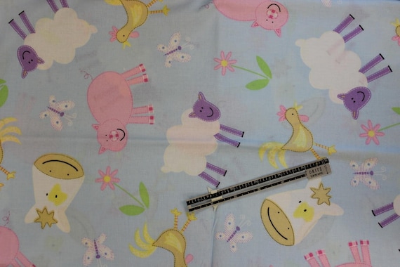 Barnyard Babies farm animals cows pigs ducks stripe Spectrix fabric