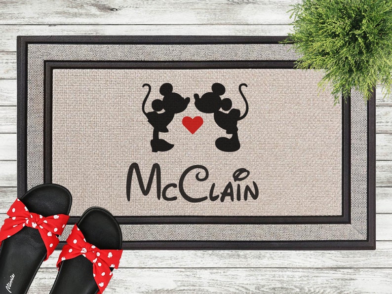 Custom Disney Door Mat Mickey and Minnie Kissing Funny Etsy