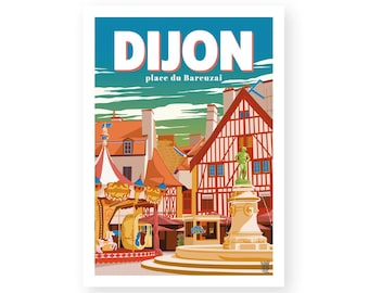 Poster &quot;Dijon&quot; Burgundy-Franche-Comté