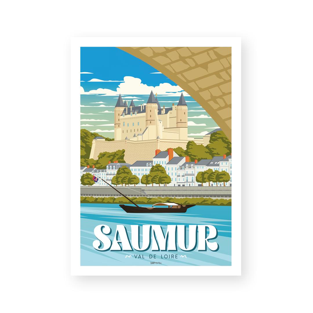 Tableau Toile Déco Vintage Vallée De La Loire France - Format 30x45 Cm - Impression Haute Qualité