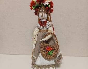 Muñeca Motanka ucraniana hecha a mano, muñeca de arte de tela.