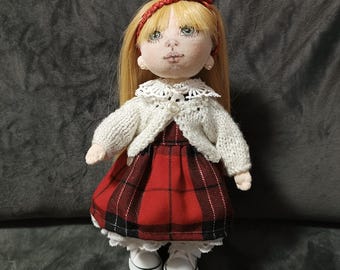 Muñeca de trapo con ropa, muñeca de arte OOAK.