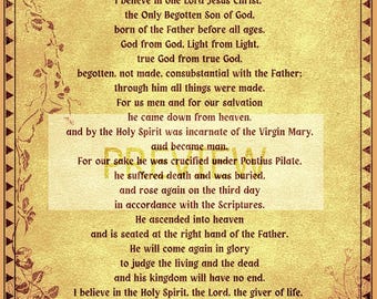 Nicene Creed, Original Pre-Filioque, Pre-1014, Christian, Poster, Print, Digital File, Council of Nicaea