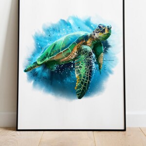 Honu Green Sea Turtle digital print Pacific instant download image 3