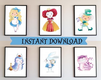 Alice in wonderland nursery - Printables - digital prints-Nursery posters - Girl's room decor - printable artwork