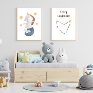 Capricorn Nursery art printable -  zodiac sign and star constellation. Instant download - baby room decor