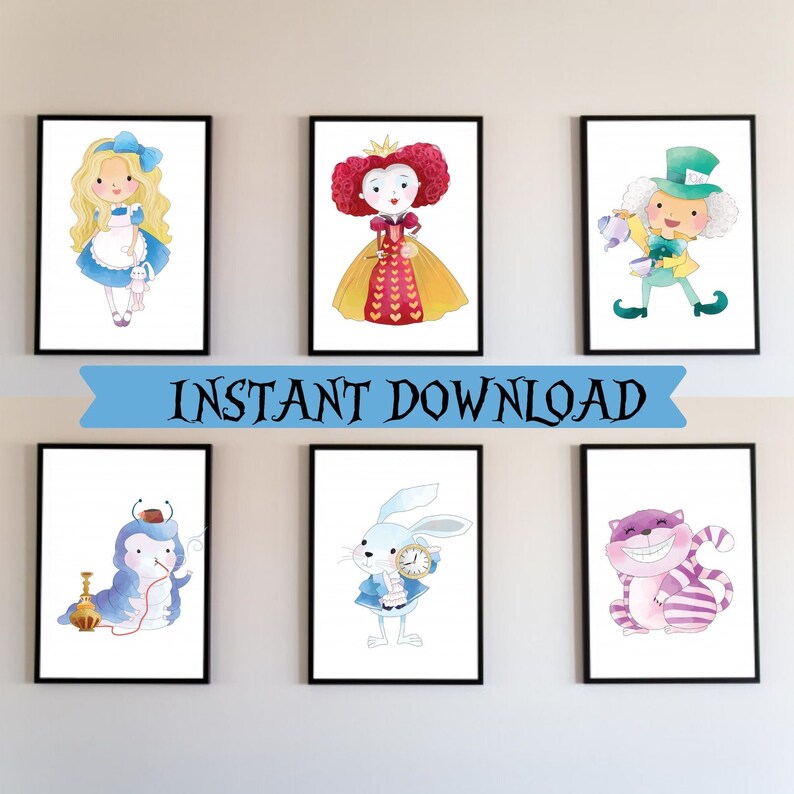 Alice in wonderland nursery Printables digital prints-Nursery posters Girl's room decor printable artwork image 1