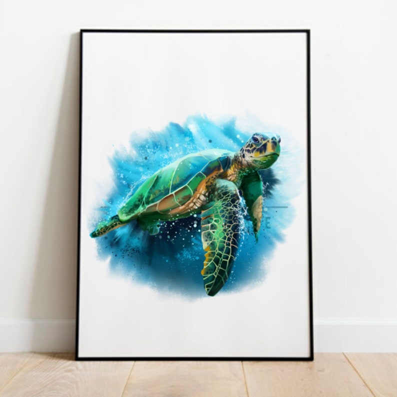 Honu Green Sea Turtle digital print Pacific instant download image 2