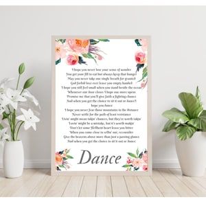 I hope you dance poem - digital print- instant download- inspirational- Dance - Follower your heart