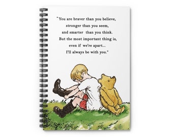 Winnie the Pooh Spiral Notebook - JournalRuled Lines,Creative Writing, Notes Ideas Inspiration, Baby shower notes, devotional notebook