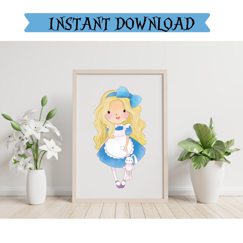 Alice in wonderland nursery Printables digital prints-Nursery posters Girl's room decor printable artwork image 2