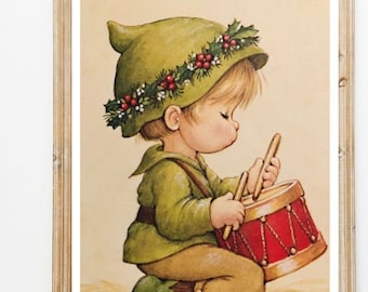 Drummer boy Digital Print Christmas vintage