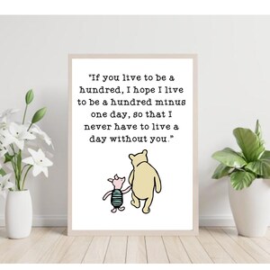 Winnie the Pooh nursery printable -quote  Digital wall art - baby room decor - baby shower gift
