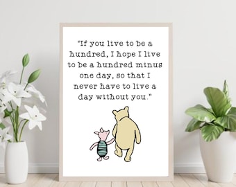 Winnie the Pooh nursery printable -quote  Digital wall art - baby room decor - baby shower gift