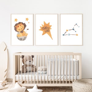 Baby Leo Nursery art printable -  zodiac sign and star constellation. Printable wall art  - baby room - Nursery decor -