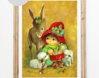 Drummer Boy Digital Print Christmas vintage ~ Shepherd Boy ~