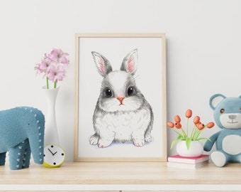 Baby Rabbit - digital print- nursery decor- instant download