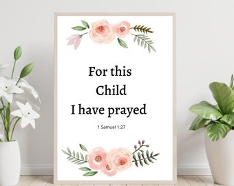 Bible verse nursery Wall art decor Floral nursery art print Nursery decor girl Nursery printable Nursery quote prints