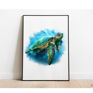 Honu Green Sea Turtle digital print Pacific instant download image 1
